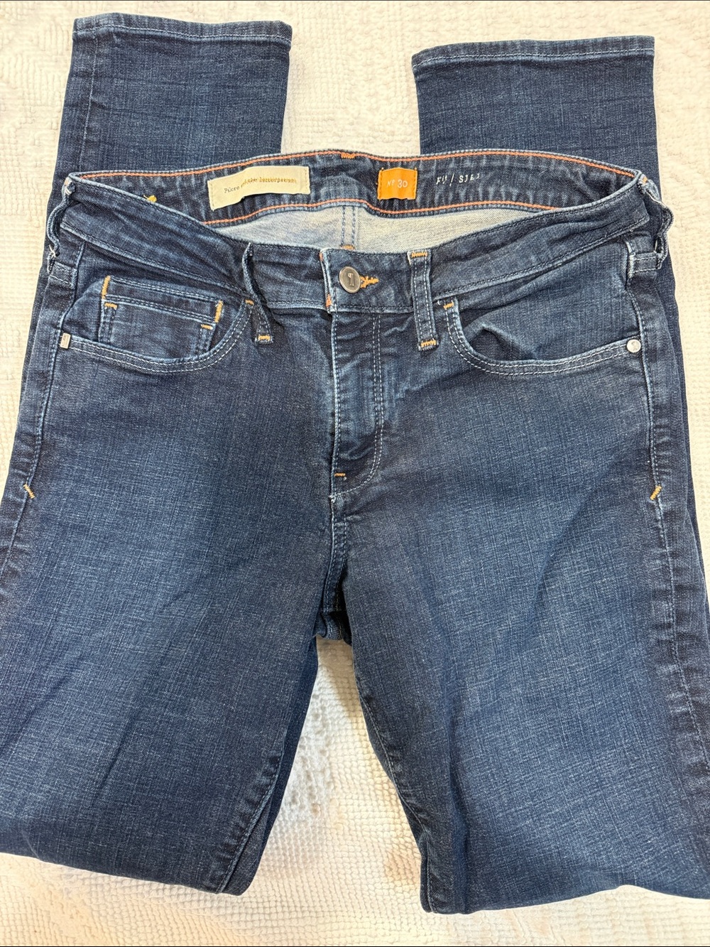 Pilcro and the Letterpress Straight-Leg Jeans in Dark Blue Wash